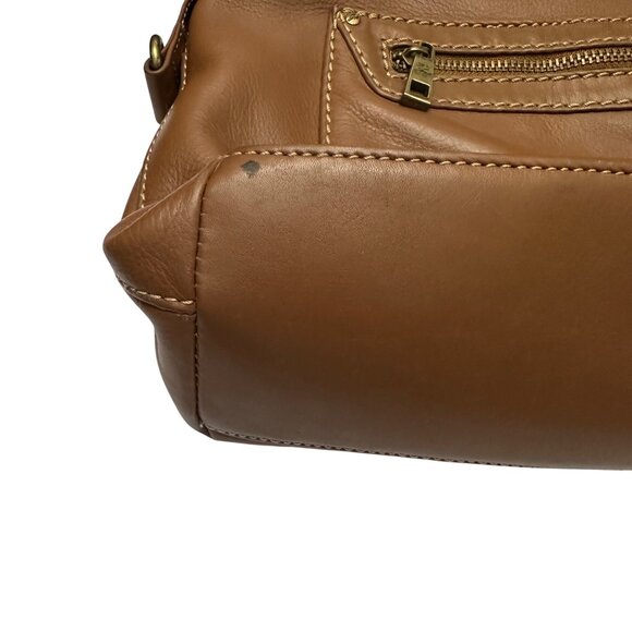 Stone Mountain Purse Leather Brown Shoulder Bag Zipper Close - Picture 4 of 16